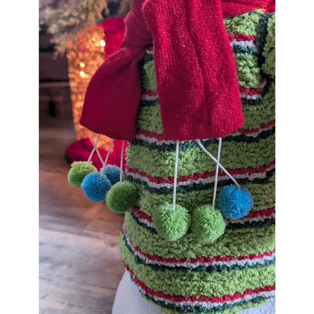Vintage Snowman Holiday Christmas Decor Plush Figurine Free Standing 15
